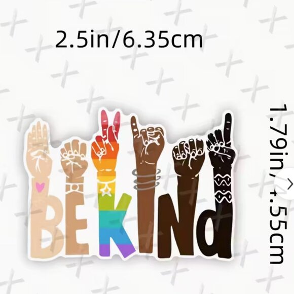 3pc Be Kind Multicultural Hands Vinyl Sticker - Picture 1 of 3